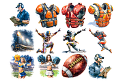 Watercolor Football Clipart, a Decorative Illustration by stickermadness (Thumbnail 2 of 5)