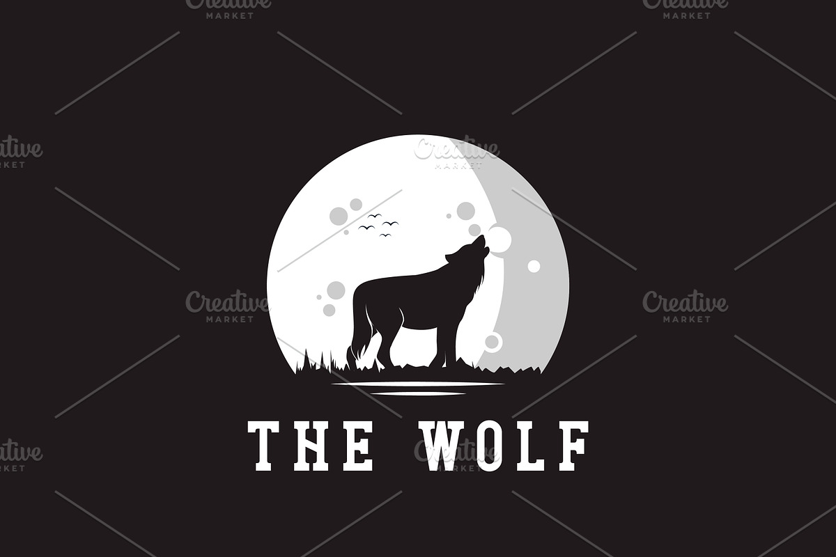 Wolf With Silhouette of Moon Logo, a Branding & Logo Template by AlvinStd