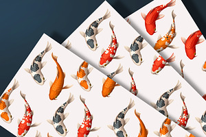 Koi Carps Seamless Patterns