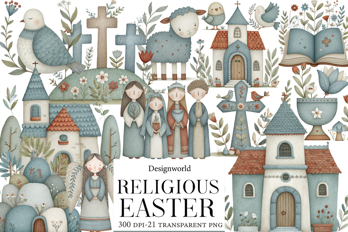 Cute Religious Easter Clipart, an Illustration by Designworld (Photo 1 of 5)