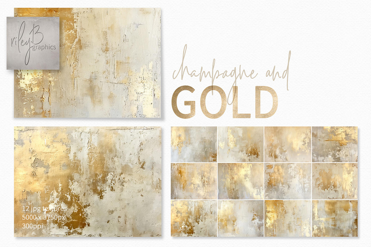 Champagne and Gold Texture Paintings, a Texture Graphic by rileyBgraphics (Photo 1 of 7)