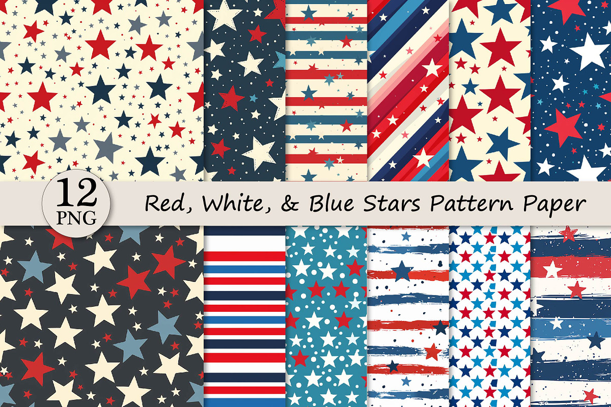 Red, White, & Blue Stars Pattern, a Texture Illustration by DreamPrint404 (Photo 1 of 3)
