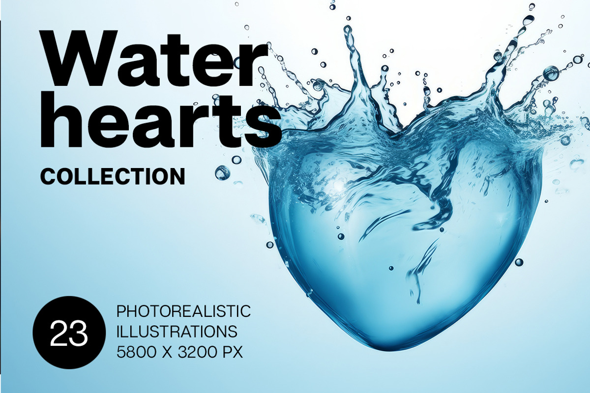 Water Hearts. 23 images, a Food Illustration by Handmadefont (Photo 1 of 10)