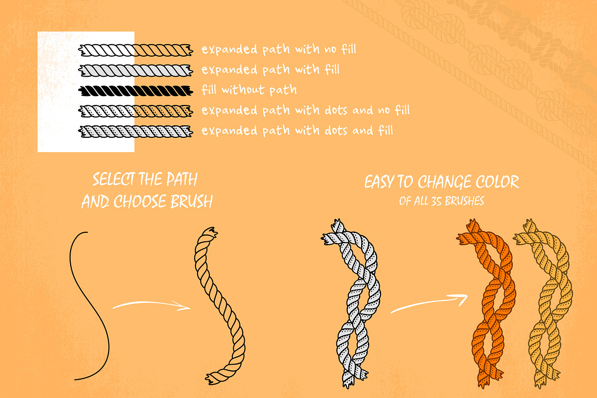 35 Rope brushes & 6 patterns, a Background Graphic by SiDesign (Photo 3 of 8)