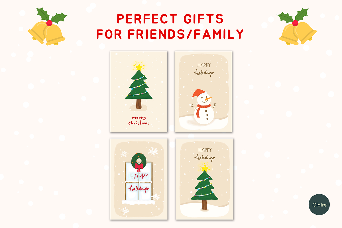 Snowy Beige Christmas Card Printable, a Card Template by Clairee Design Studio (Photo 4 of 4)