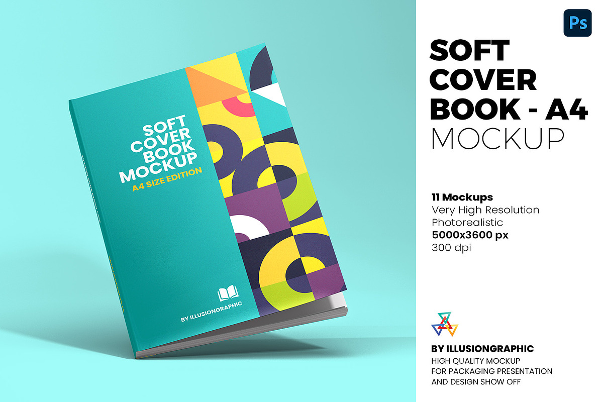 Softcover Book Mockup - A4, a Books & Magazine Mockup by Illusiongraphic (Photo 1 of 22)