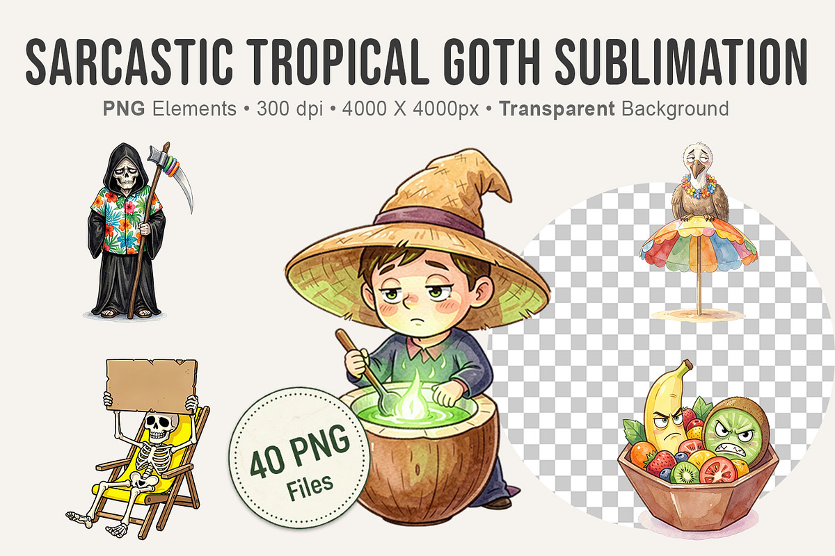 Sarcastic Tropical Goth Sublimation, an Illustration by Artnoy (Photo 1 of 8)