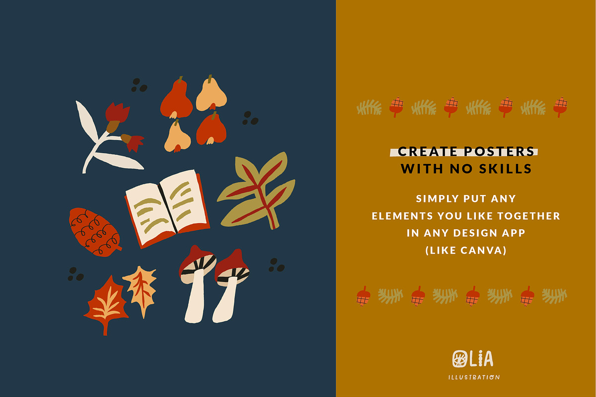Autumn Blocks Fall Elements Clipart, a Seasonal Illustration by Olia (Photo 16 of 28)