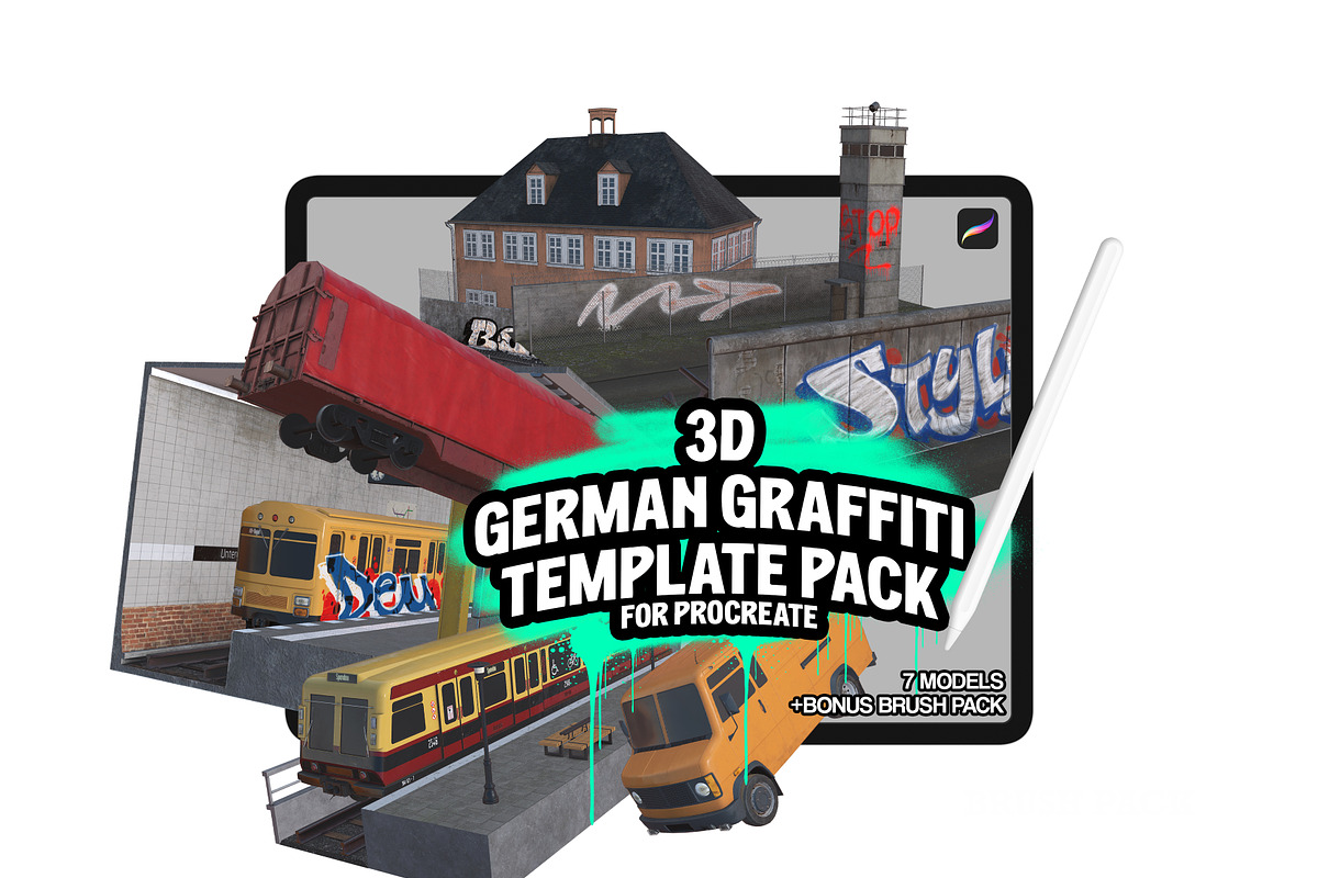 3DProcreate German Graffiti Template, a Cars & Vehicle 3D Model by Bakeroner (Photo 1 of 8)