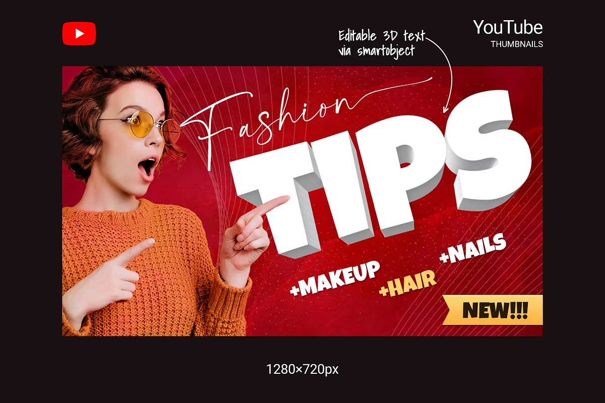 YouTube Thumbnails with 3D Text, a Social Media Template by Andrew Skoch Design (Photo 7 of 7)