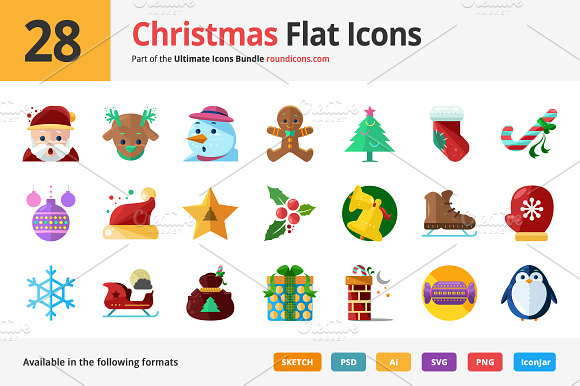 28 Christmas Flat Icons preview 3