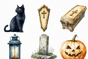 Watercolor Neutral Halloween Clipart, an Illustration by Craft Nest (Thumbnail 2 of 6)