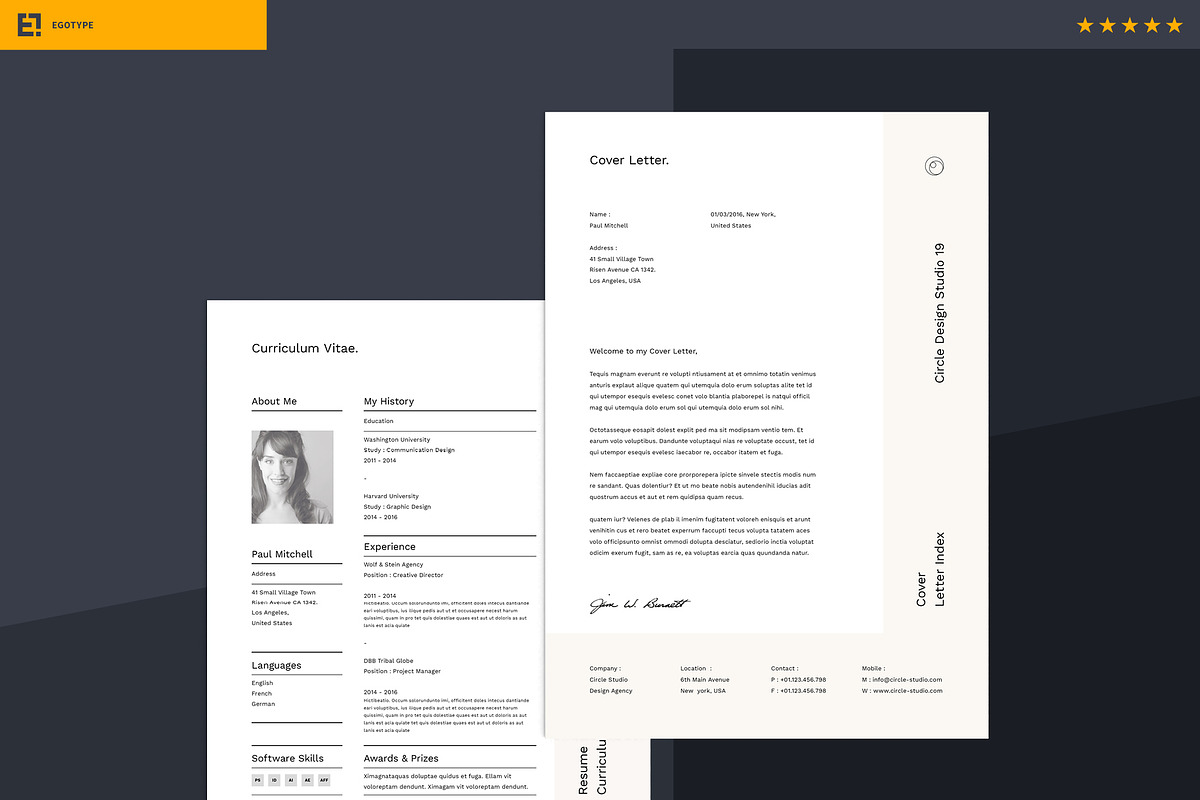 Circle Resume and Letter, a Resume Template by Egotype (Photo 7 of 9)