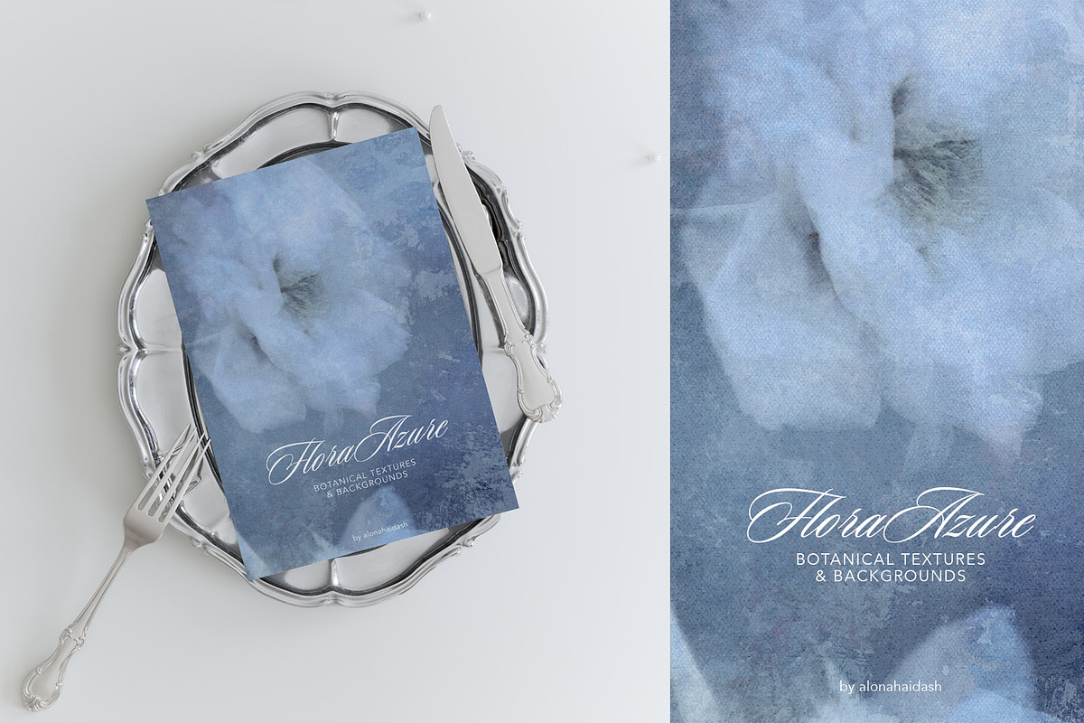 Flora Azure Blue Botanicals, a Background Graphic by alonahaidash (Photo 10 of 15)