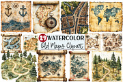 Old Maps Clipart, an Illustration by Rose Art (Thumbnail 1 of 7)