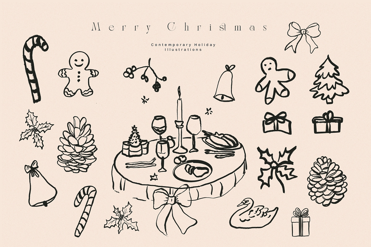 Hand Drawn Christmas Line Art Icons, an Object Graphic by Laras Wonderland (Photo 7 of 9)