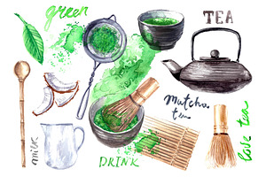 Matcha tea poster set, a Food Illustration by katya.bogina