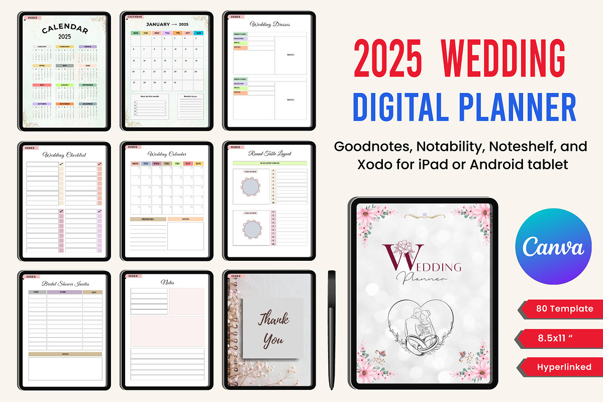 2025 Digital Planner Bundle, a Stationery Template by Designmela01 (Photo 7 of 10)