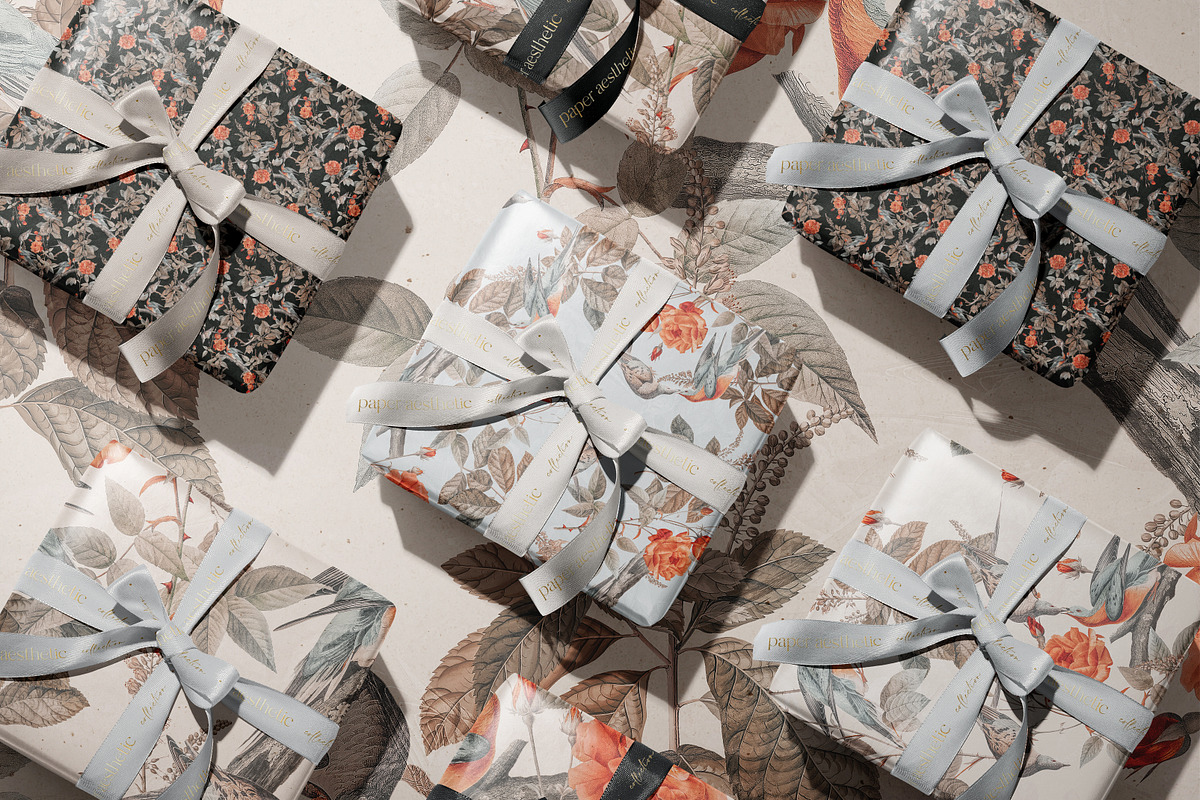 Orange Flowers and Birds Pattern, a Pattern Graphic by paper aesthetic (Photo 4 of 9)