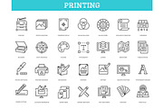Printing Line Icons Set, an Outline Icon by Tettygreen (Thumbnail 1 of 2)