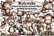 Magical Springtime Animals Clipart, an Illustration by Design Market (Thumbnail 1 of 4)