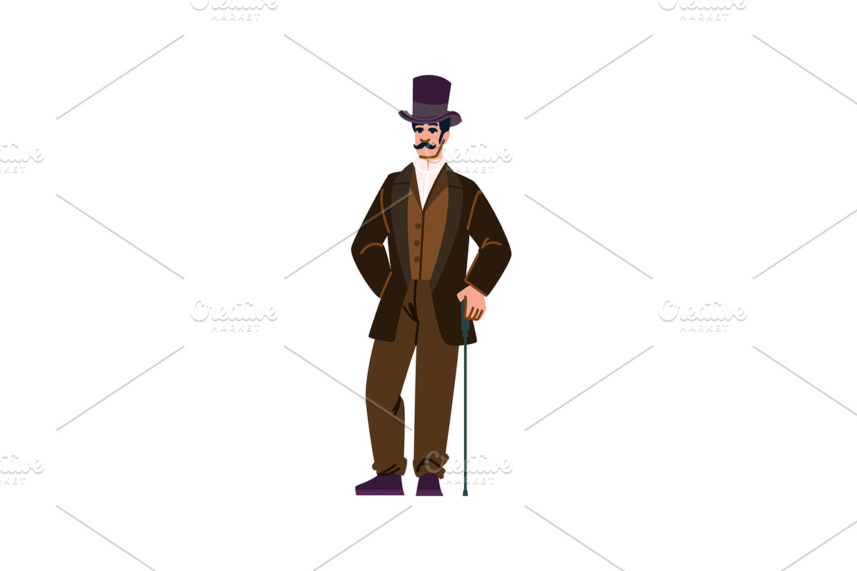 Elegant gentleman wearing top hat, an Object Illustration by pikepicture