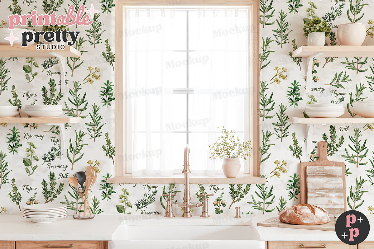 Kitchen PSD Wallpaper Mockup, a Product Mockup by Printable Pretty Studio (Photo 1 of 6)