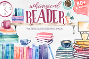 Whimsical Bookworm Watercolor Bundle, a Technology Illustration by plaidGecko (Thumbnail 8 of 13)