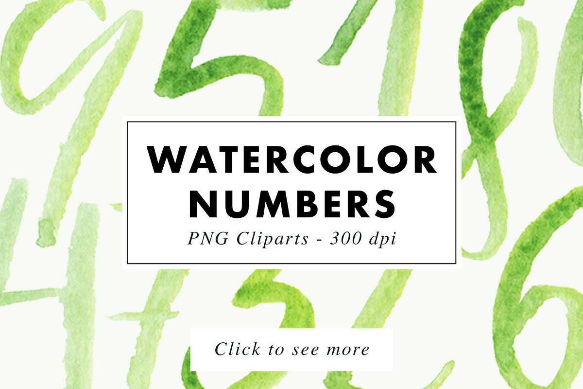 10 Watercolor Numbers PNG, an Object Graphic by Heartmade by Claudia (Photo 1 of 2)