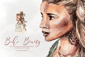 Watercolor Boho Beauty Clipart