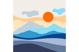 Landscape with mountains and hills., a Background Graphic by incomible