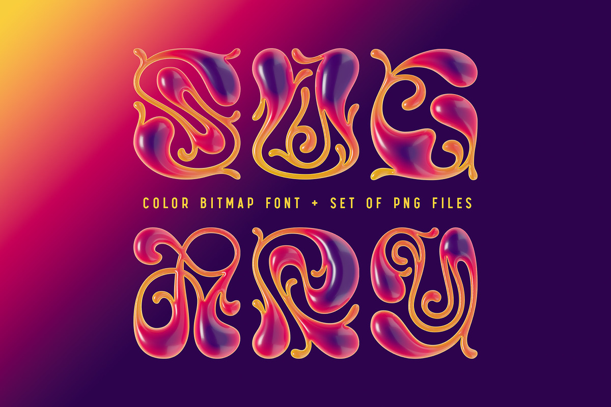 Sugary - Bitmap Color Font, a Symbol Font by Gleb Guralnyk (Photo 1 of 5)
