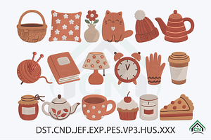 Autumn Cozy Fall Embroidery Design, a Solid Icon by Craft Nest
