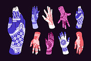 Mehendi, henna tattoos on hands set, a Person Illustration by PaperTrident (Thumbnail 1 of 5)