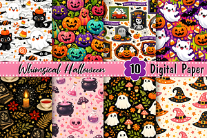 Whimsical Halloween Digital Paper, a Pattern Graphic by Coco Bloom
