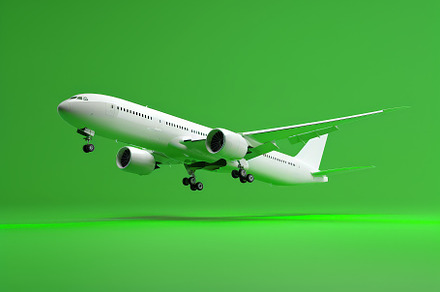 Realistic airplane is flying vector, a Background Photo by Pixeness