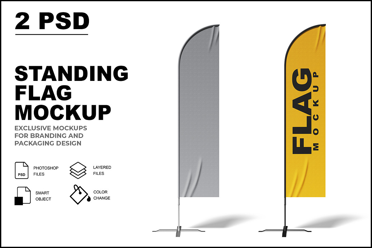 Standing Flag Mockup, a Product Mockup by mockupbuys (Photo 1 of 6)