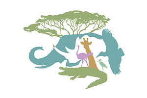 Africa Animal Silhouettes Logo, an Animal Illustration by Nenahliadava Design