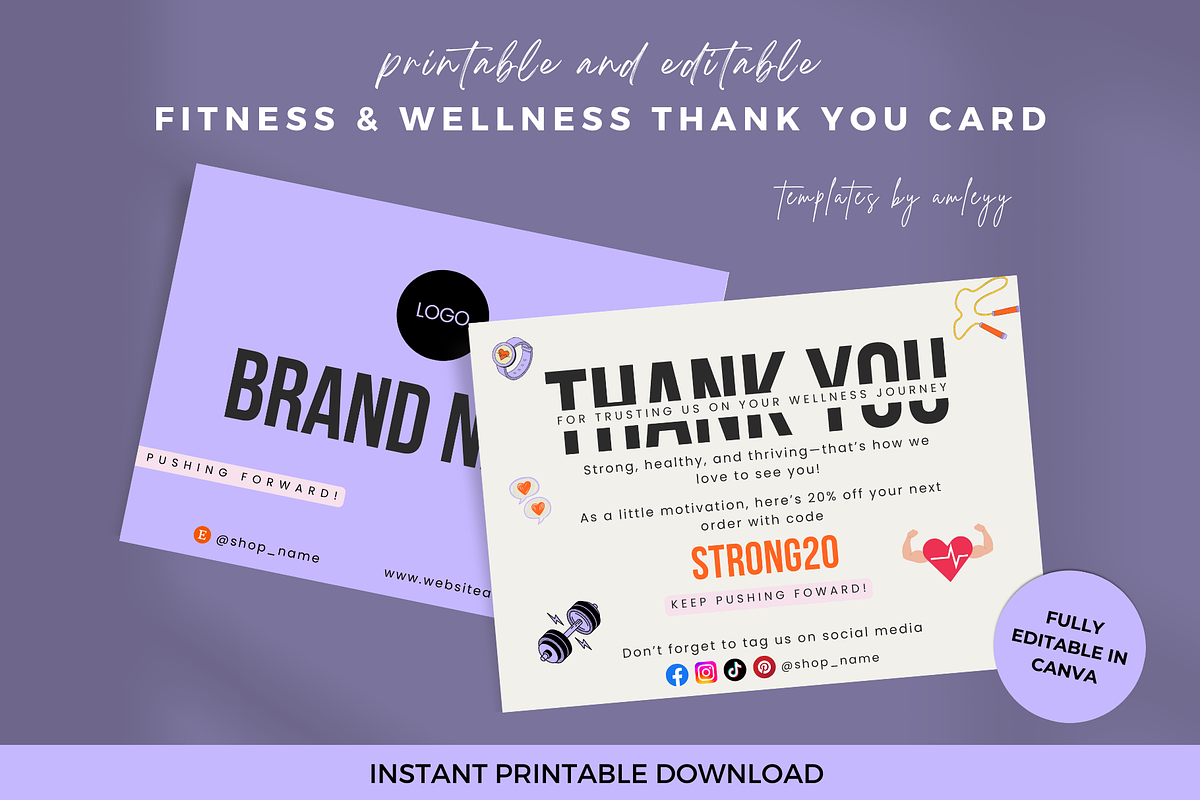 Fitness & Wellness Thank You Card, a Card Template by Elegant_Studio44 (Photo 1 of 6)