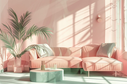 Illustration of modern interior of living room with couch, a Beauty & Fashion Photo by AlyaAnd