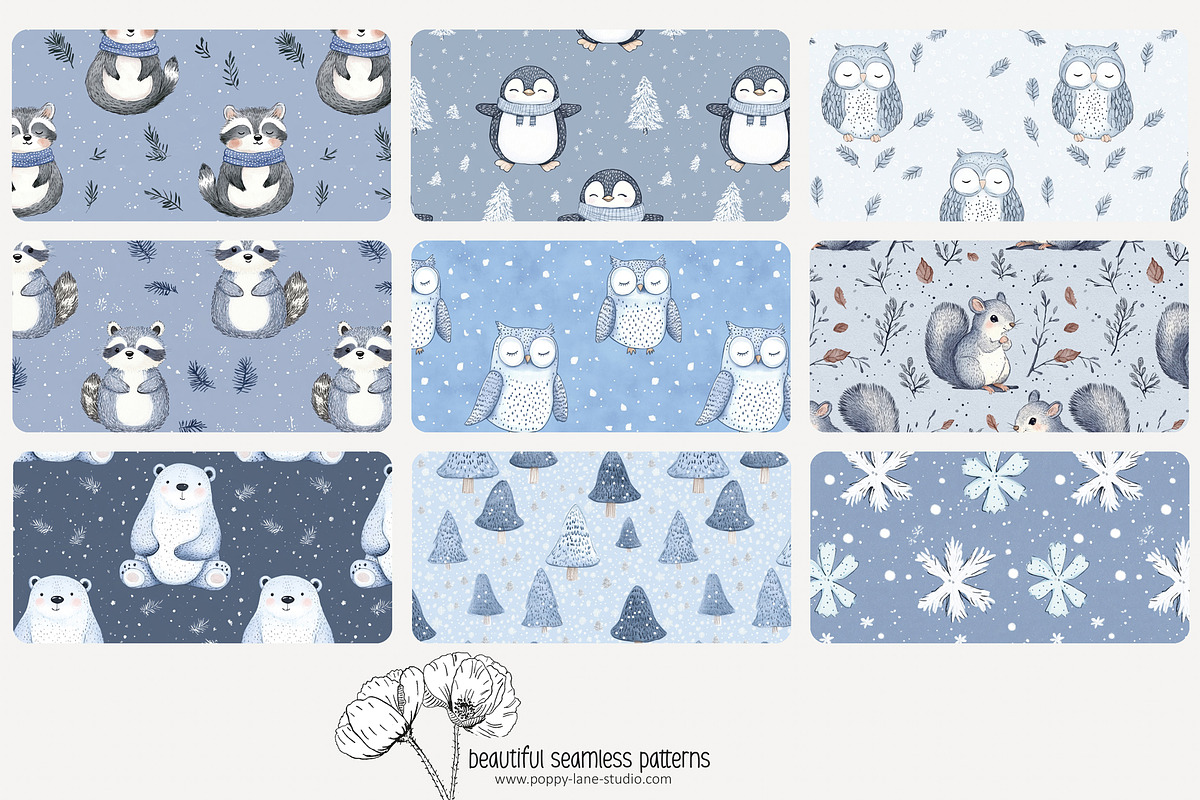 80 winter animals seamless pattern, a Pattern Graphic by Poppy Lane Studio (Photo 5 of 11)