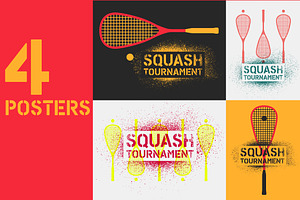 Squash Tournament Stencil Posters.