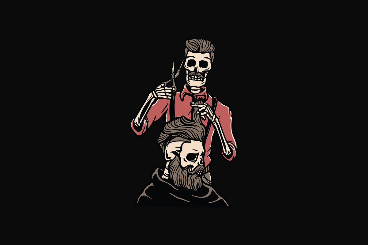 Skeleton Barber, an Object Illustration by nomlimo.com (Photo 1 of 3)