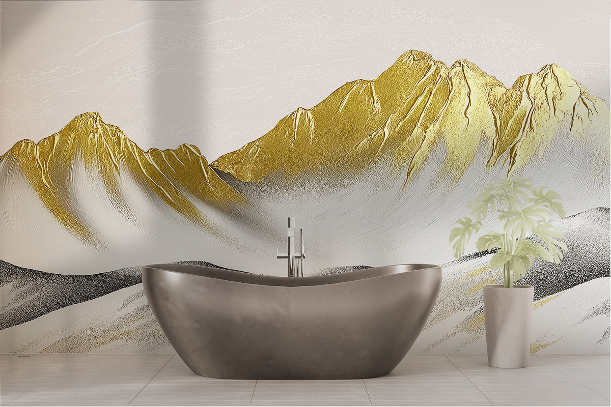 Oil painting golden mountain wallpap, a Decorative Illustration by fei long (Photo 3 of 10)