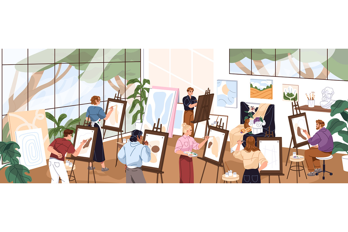 Artists drawing at art classes, an Education Illustration by PaperTrident (Photo 1 of 8)