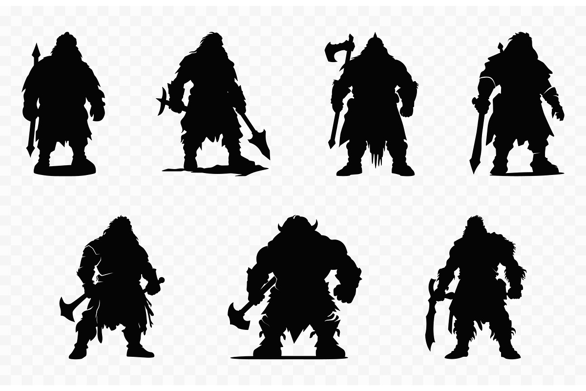Dwarf Warrior Silhouette Clipart Set, a Person Illustration by Gfx Expert Team (Photo 2 of 3)
