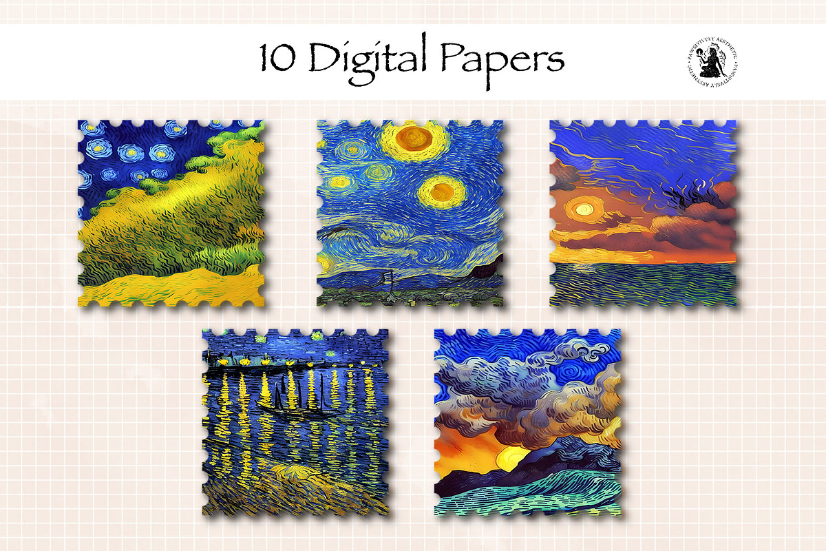 Oil Painting Digital Paper Set 2, a Background Graphic by Pawsitively Aesthetic (Photo 2 of 2)