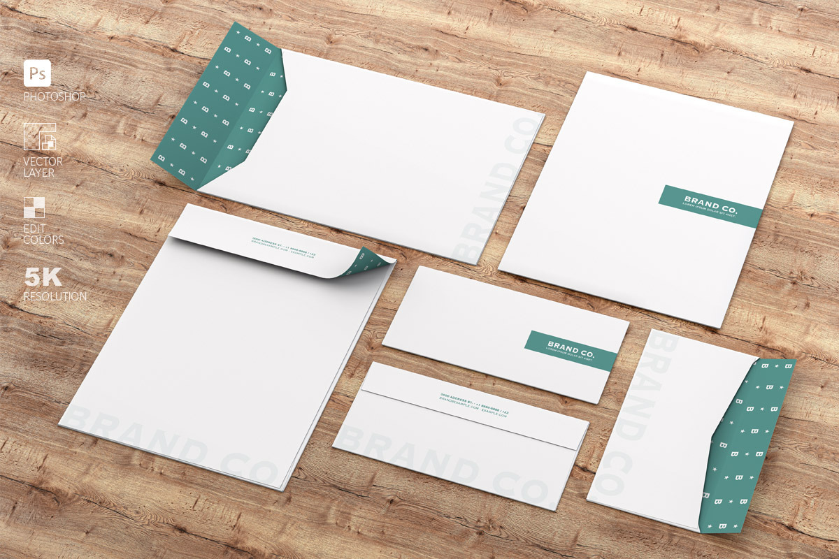 Mockup Stationery Kit on Wood and Ma, a Product Mockup by LESZ Design (Photo 5 of 6)