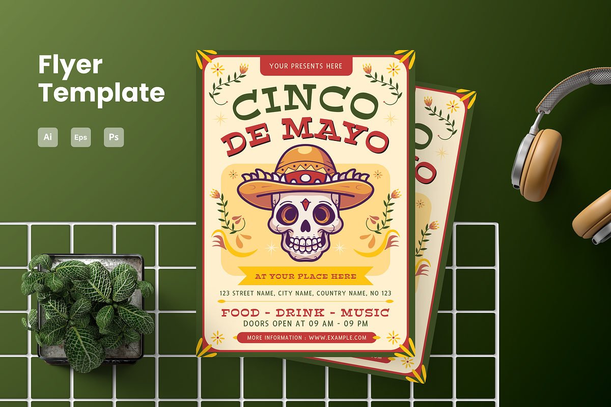 Yellow Green Cinco De Mayo Flyer, a Flyer Template by Annora Studio (Photo 1 of 5)