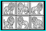 Stained Glass Lion Coloring Pages, an Animal Illustration by protabsorkar11 (Thumbnail 5 of 6)